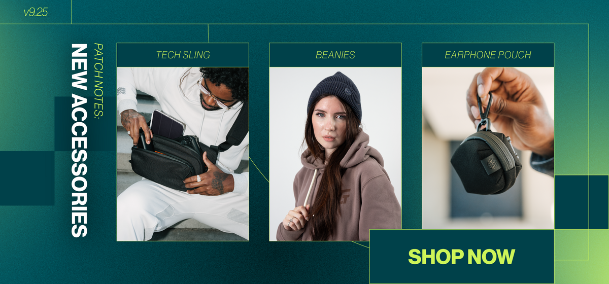 LTTStore September accessories banner featuring the Tech Sling, Earphone Pouch, and beanies, with a “Shop Now” call to action.