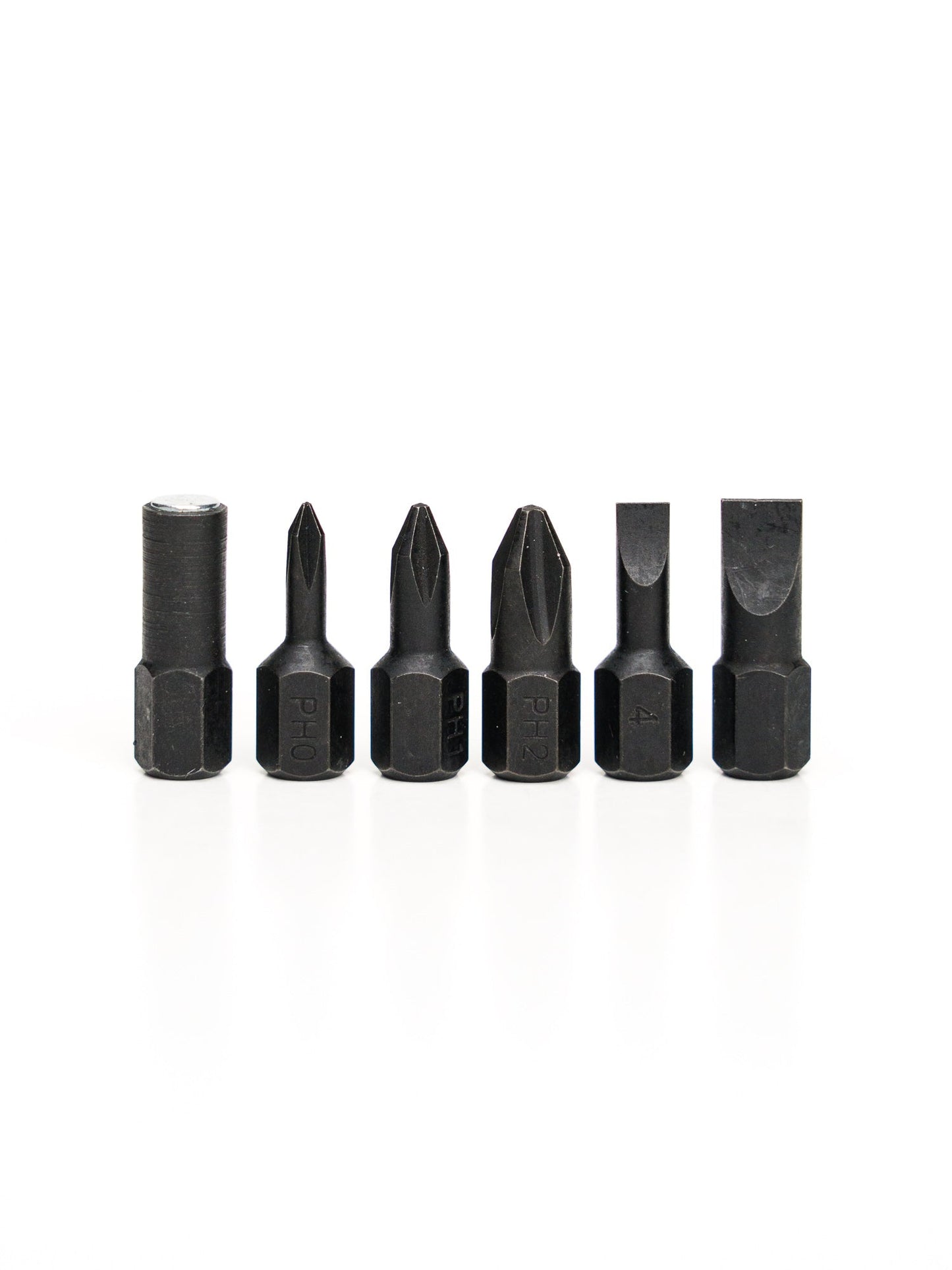 6 black phosphate-coated S2 steel bits
