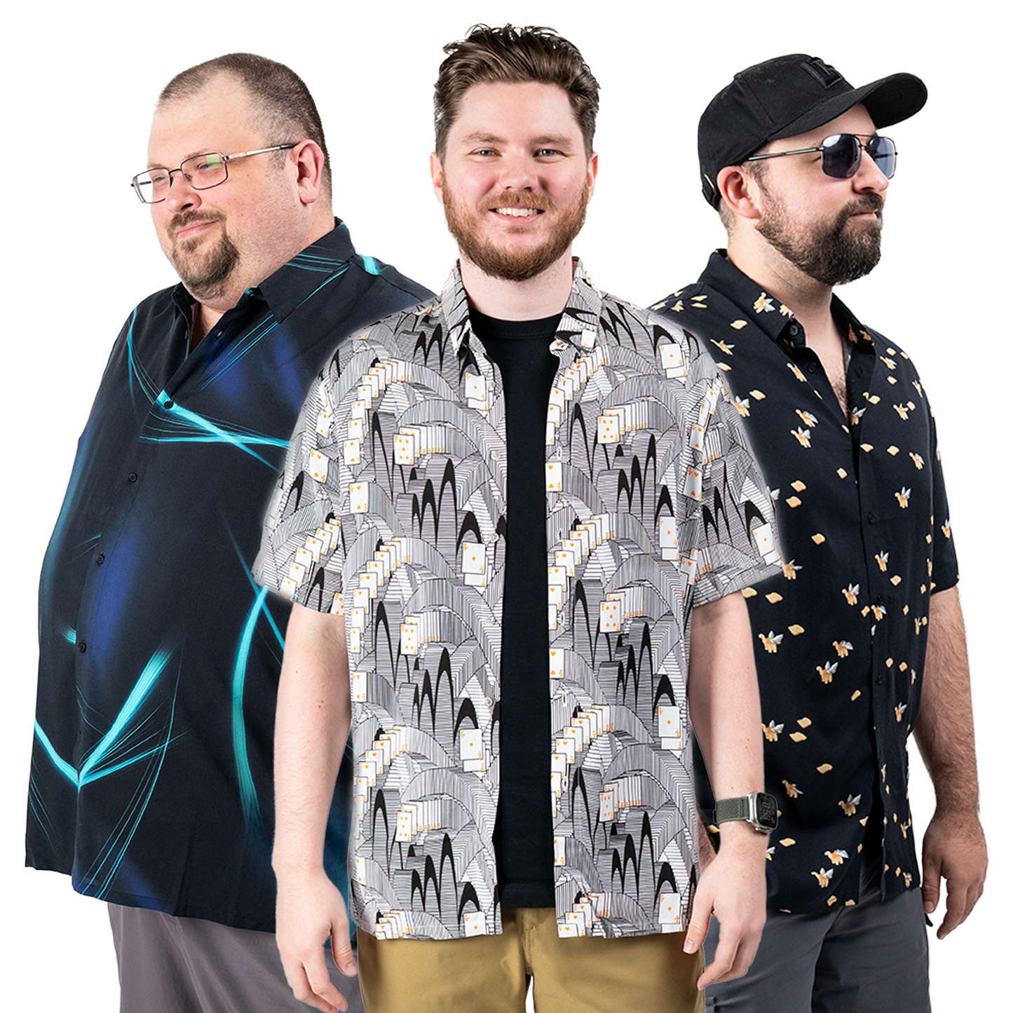 Models: Jordan, Size: XXX-Large, Height: 6’/183cm | Chewy, Size: Large, Height: 6’2”/188cm | Plouffe, Size: Large, Height: 5’7”/170cm