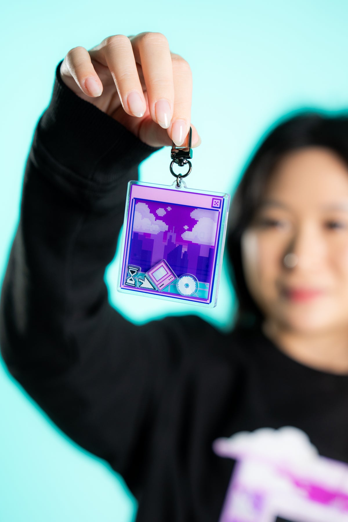 Pixel Wave Shaker Charm Keychain