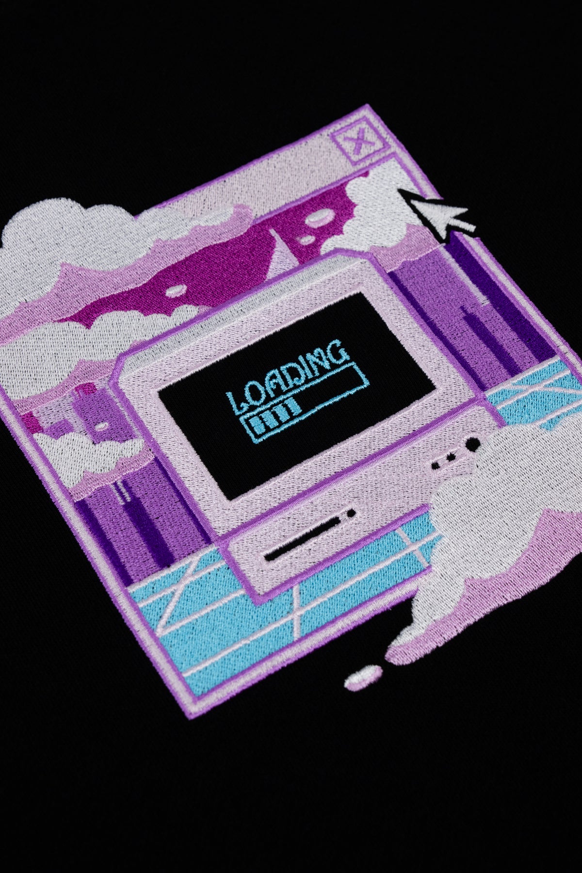 Pixel Wave Embroidered Crew Neck