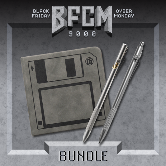 Scribedriver Bolt-Action Pen, Mechanical Pencil, and Floppy Disk Notebook Bundle