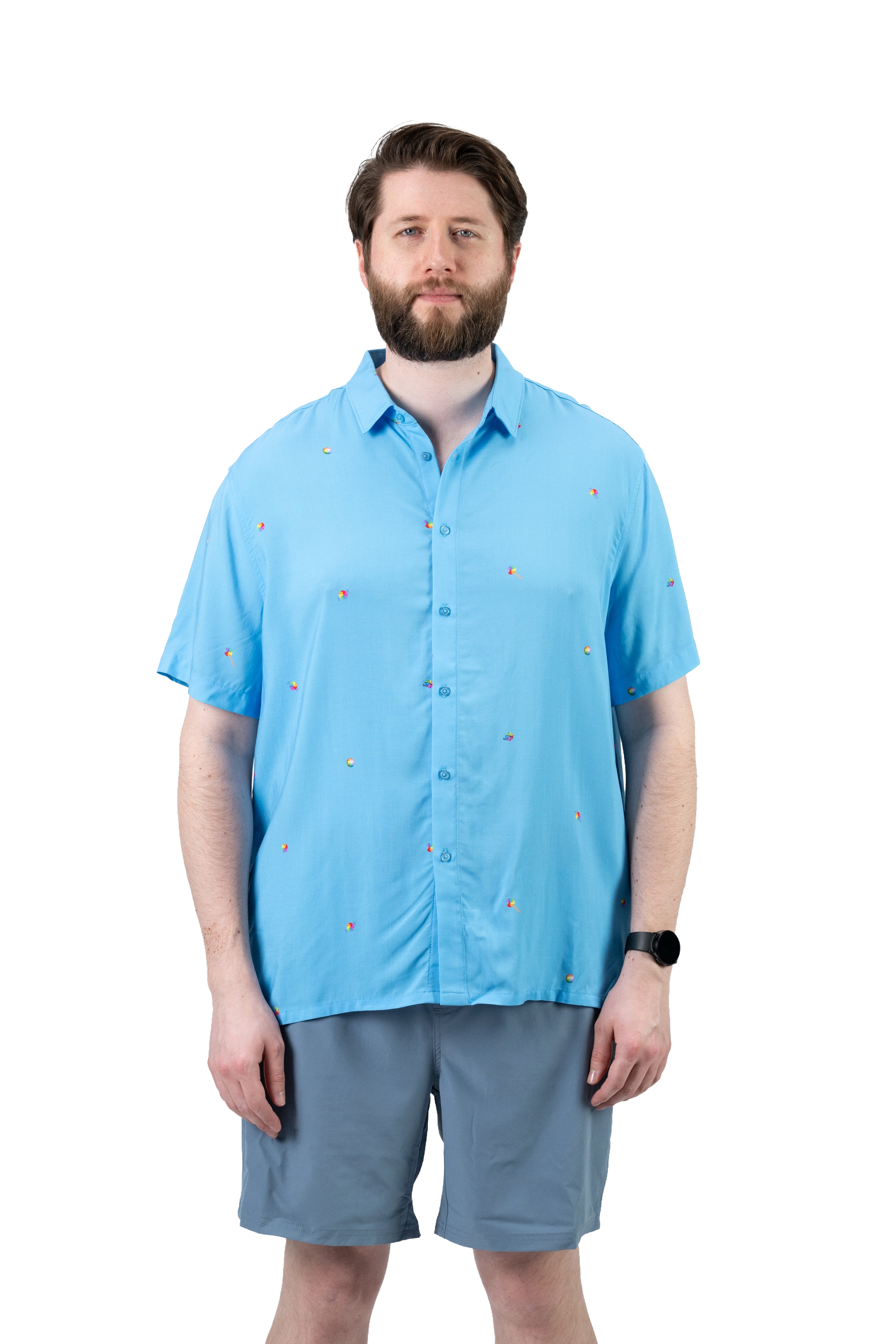 Model: Reece, Size: X-Large, Height: 6’3”/190cm #design_rainbow wheel