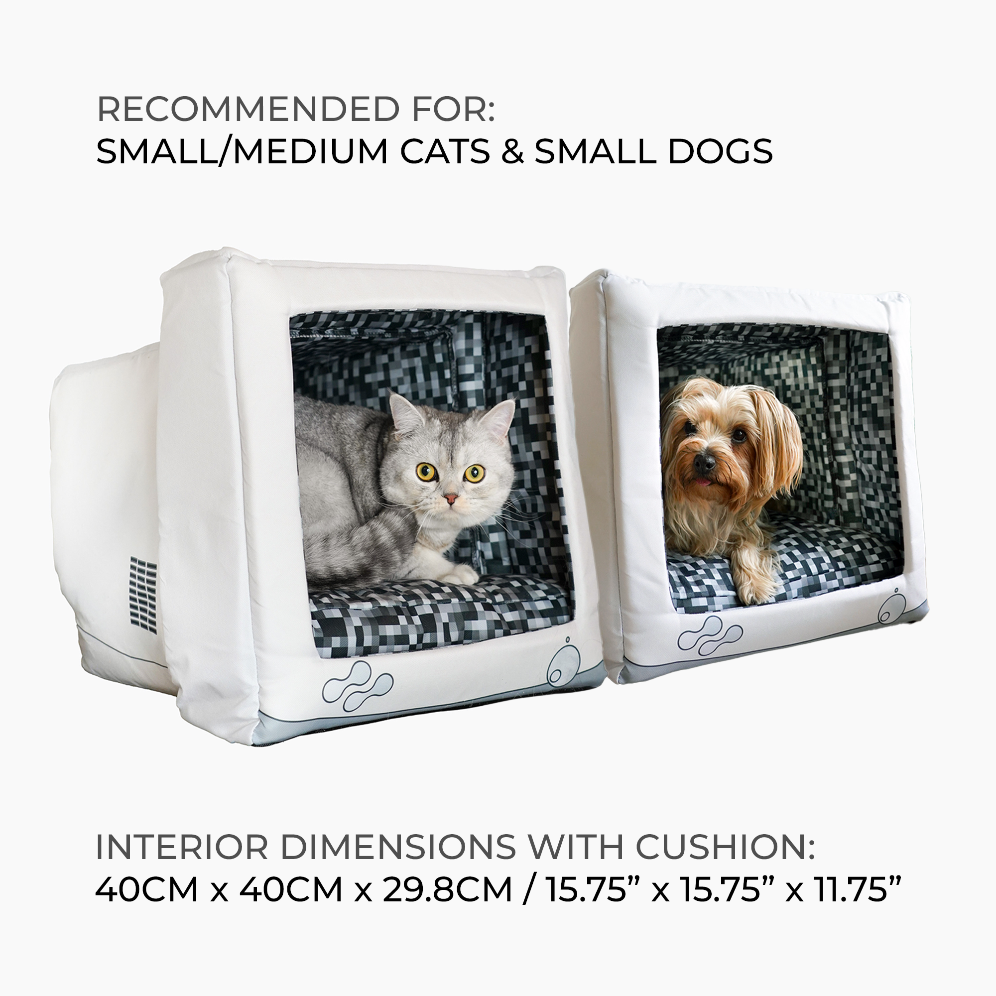 Grotte pour animaux de compagnie avec moniteur rétro