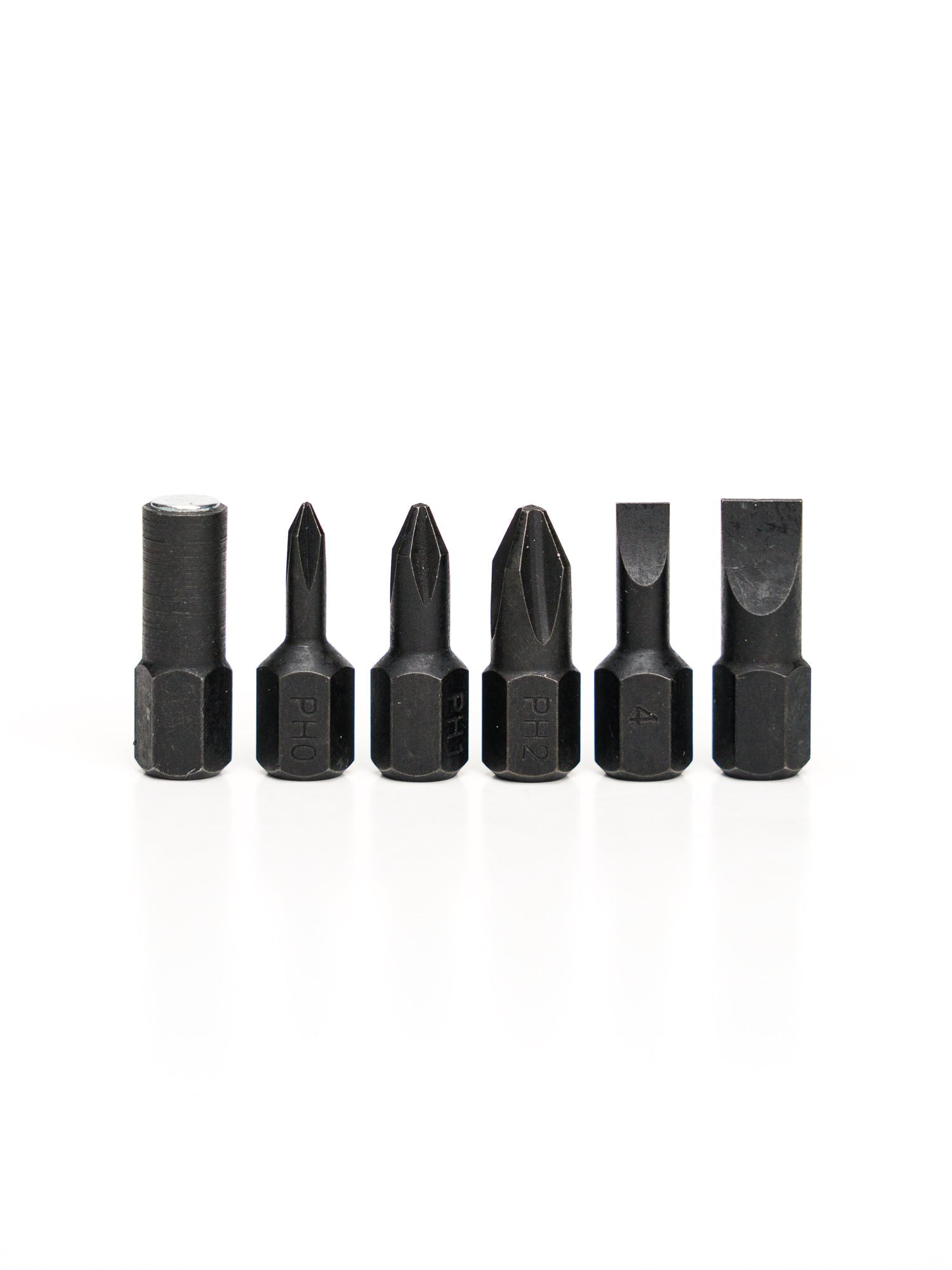 6  black phosphate-coated S2 steel bits